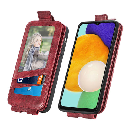 Samsung Galaxy A13 5G Zipper Wallet Case - Vertical Flip Leather Phone Cover with Multiple Card Slots and Stand