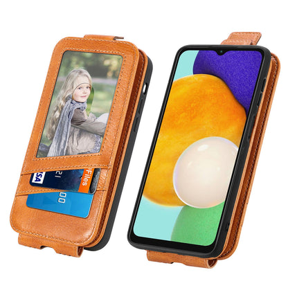 Samsung Galaxy A13 5G Zipper Wallet Case - Vertical Flip Leather Phone Cover with Multiple Card Slots and Stand