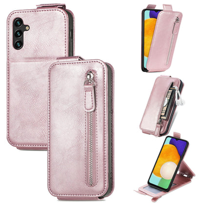 Samsung Galaxy A13 5G Zipper Wallet Case - Vertical Flip Leather Phone Cover with Multiple Card Slots and Stand