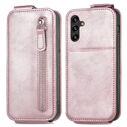 Samsung Galaxy A13 5G Zipper Wallet Case - Vertical Flip Leather Phone Cover with Multiple Card Slots and Stand