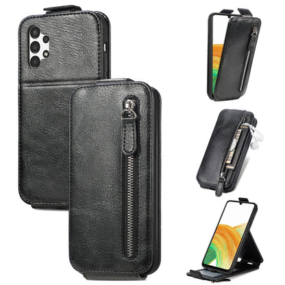 Samsung Galaxy A13 4G Zipper Wallet Case - Vertical Flip Leather Phone Cover with Multiple Card Slots and Stand