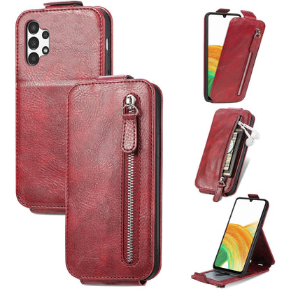 Samsung Galaxy A13 4G Zipper Wallet Case - Vertical Flip Leather Phone Cover with Multiple Card Slots and Stand