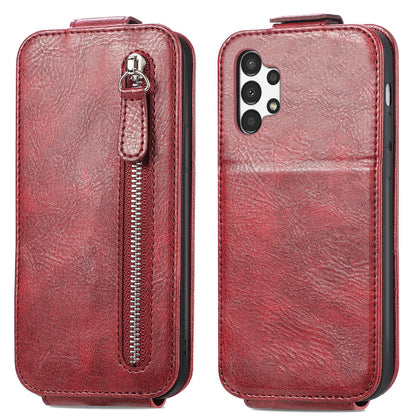 Samsung Galaxy A13 4G Zipper Wallet Case - Vertical Flip Leather Phone Cover with Multiple Card Slots and Stand