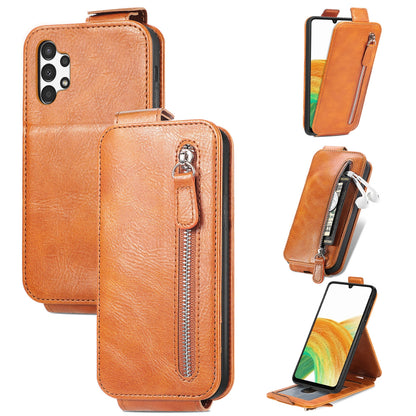 Samsung Galaxy A13 4G Zipper Wallet Case - Vertical Flip Leather Phone Cover with Multiple Card Slots and Stand