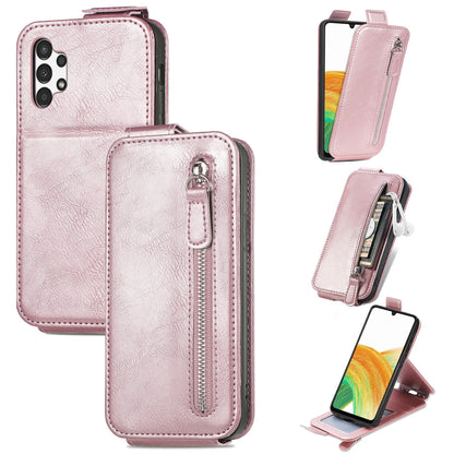 Samsung Galaxy A13 4G Zipper Wallet Case - Vertical Flip Leather Phone Cover with Multiple Card Slots and Stand