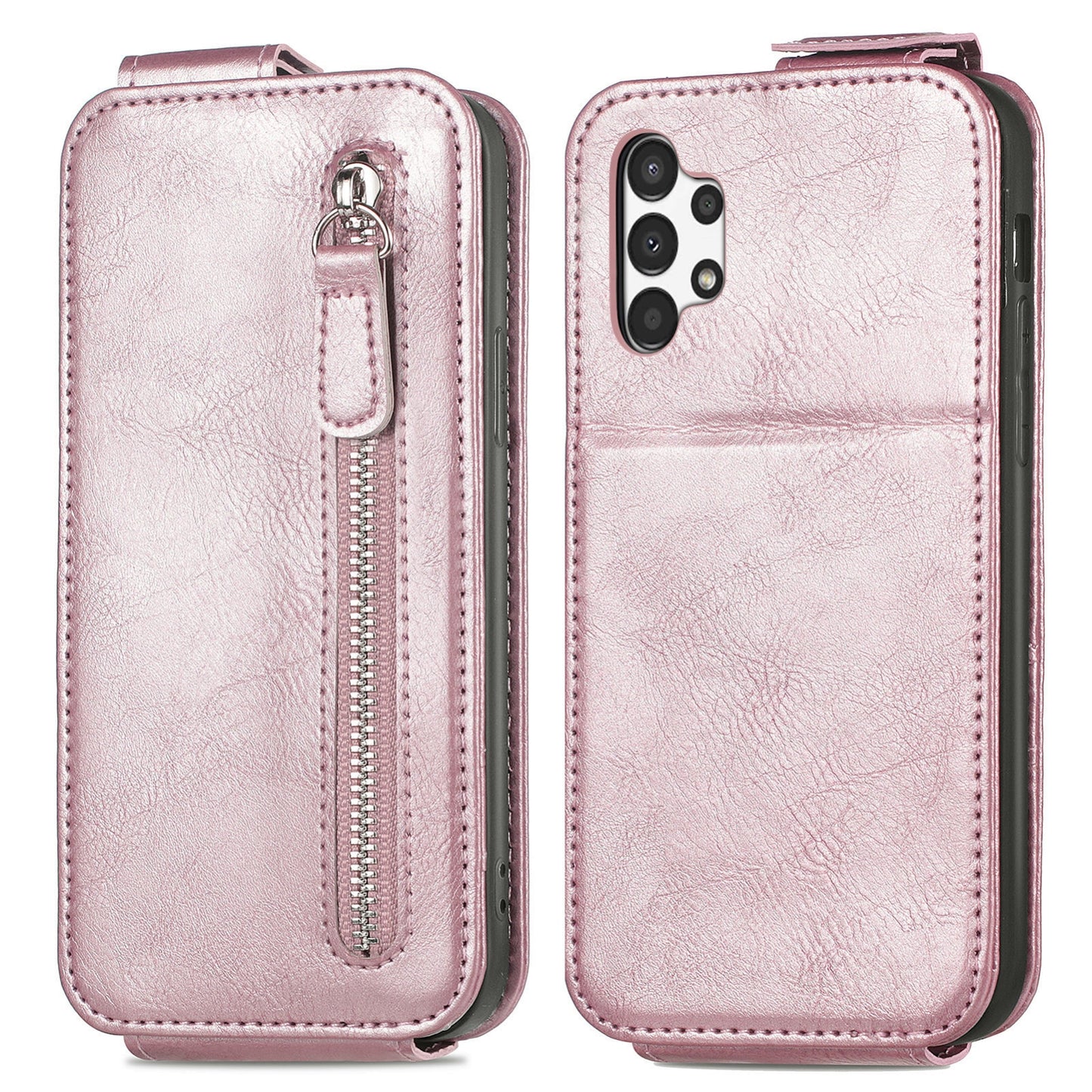 Samsung Galaxy A13 4G Zipper Wallet Case - Vertical Flip Leather Phone Cover with Multiple Card Slots and Stand