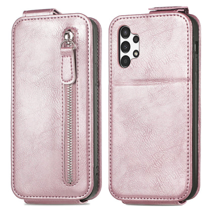 Samsung Galaxy A13 4G Zipper Wallet Case - Vertical Flip Leather Phone Cover with Multiple Card Slots and Stand