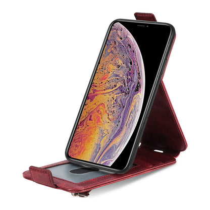 iPhone XS Max Zipper Wallet Case - Vertical Flip Leather Phone Cover with Multiple Card Slots and Stand