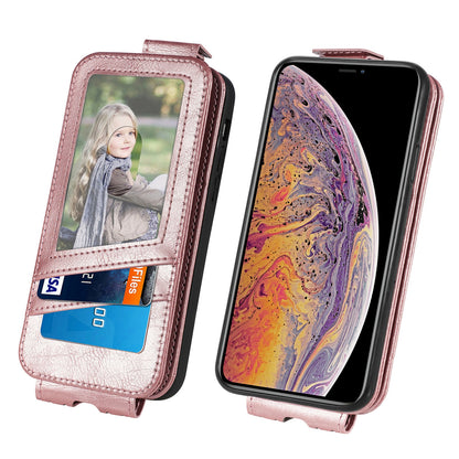 iPhone XS Max Zipper Wallet Case - Vertical Flip Leather Phone Cover with Multiple Card Slots and Stand