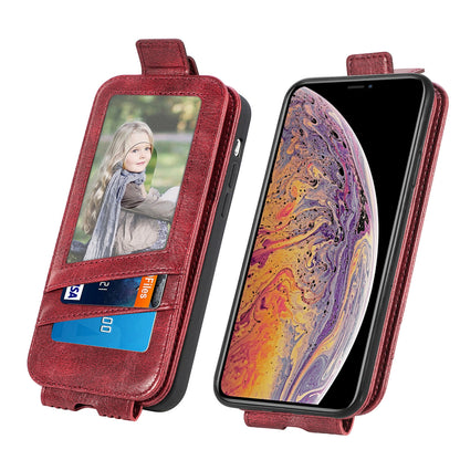 iPhone X Zipper Wallet Case - Vertical Flip Leather Phone Cover with Multiple Card Slots and Stand