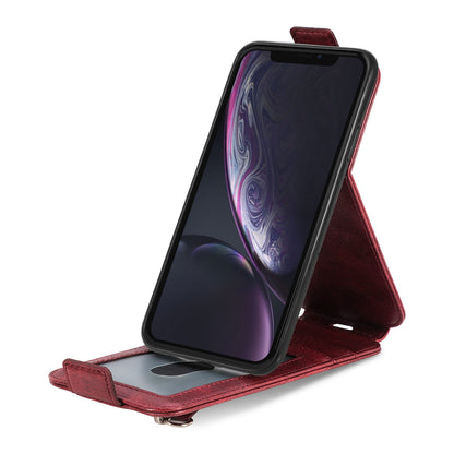 iPhone XR Zipper Wallet Case - Vertical Flip Leather Phone Cover with Multiple Card Slots and Stand