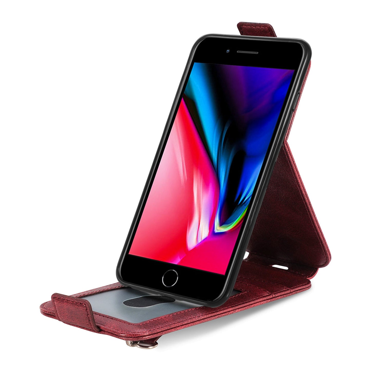 iPhone SE 2022 Zipper Wallet Case - Vertical Flip Leather Phone Cover with Multiple Card Slots and Stand