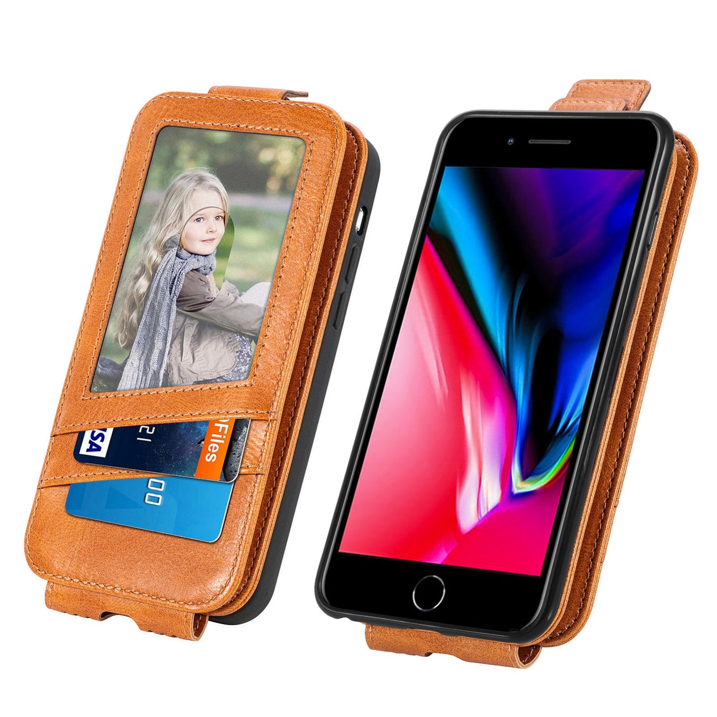 iPhone SE 2022 Zipper Wallet Case - Vertical Flip Leather Phone Cover with Multiple Card Slots and Stand