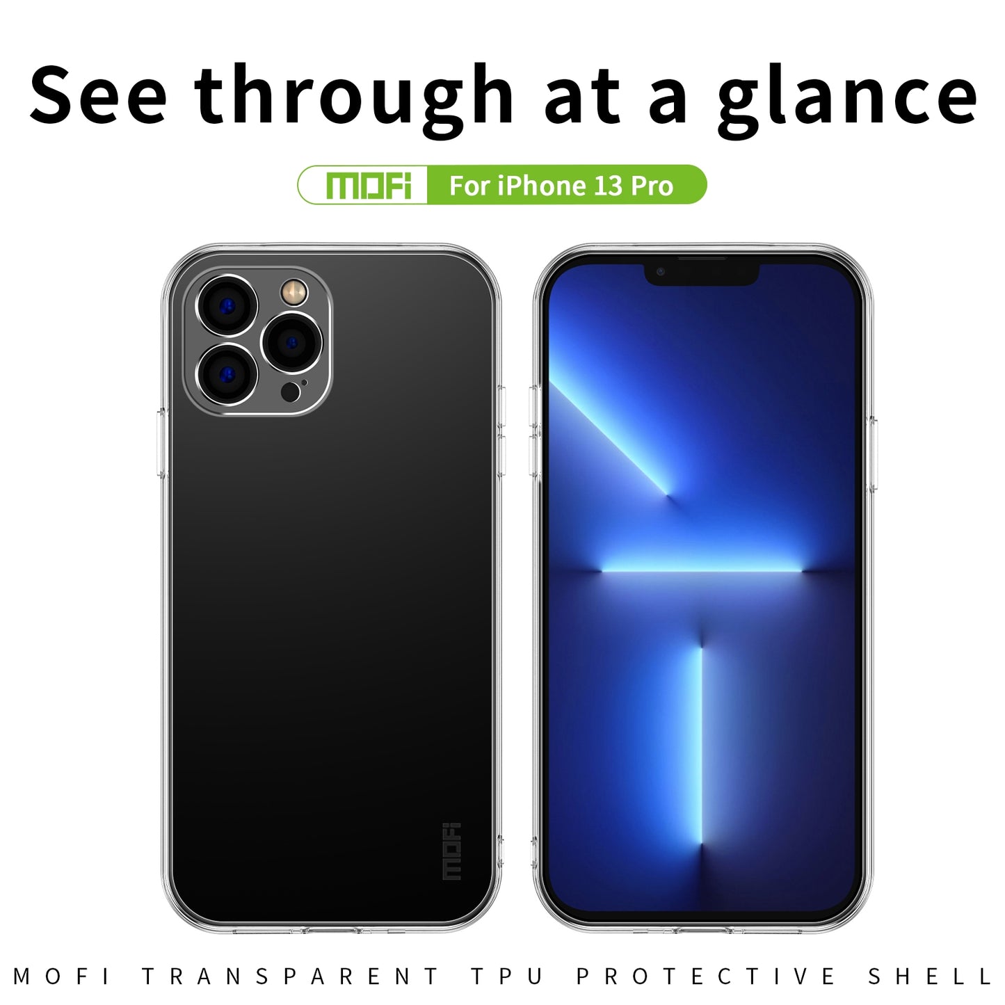 iPhone 13 Pro Clear TPU Case - Ultra-Thin, Shockproof, Anti-Yellowing Transparent Soft Protective Cover with Precise Cutouts, Scratch Resistance & Lightweight Design