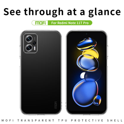 Xiaomi Redmi Note 11T Pro+ Clear TPU Case - Ultra-Thin, Shockproof, Anti-Yellowing Transparent Soft Protective Cover with Precise Cutouts, Scratch Resistance & Lightweight Design