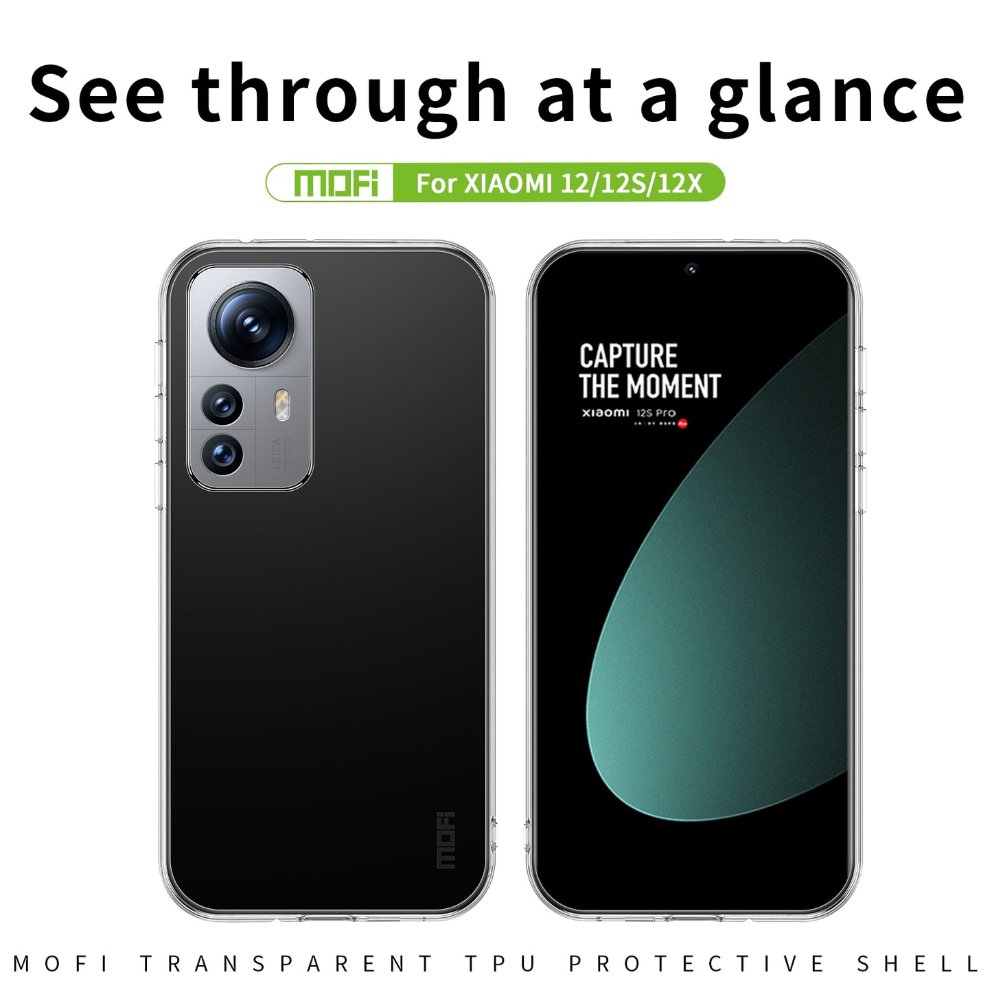 Xiaomi 12/12S/12X Clear TPU Case - Ultra-Thin, Shockproof, Anti-Yellowing Transparent Soft Protective Cover with Precise Cutouts, Scratch Resistance & Lightweight Design