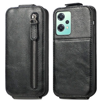 OnePlus Nord CE 2 Lite 5G Zipper Wallet Case - Vertical Flip Leather Phone Cover with Multiple Card Slots and Stand