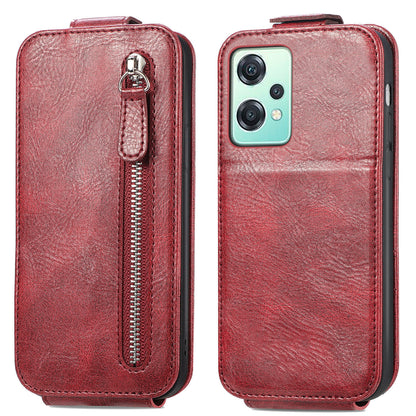 OnePlus Nord CE 2 Lite 5G Zipper Wallet Case - Vertical Flip Leather Phone Cover with Multiple Card Slots and Stand