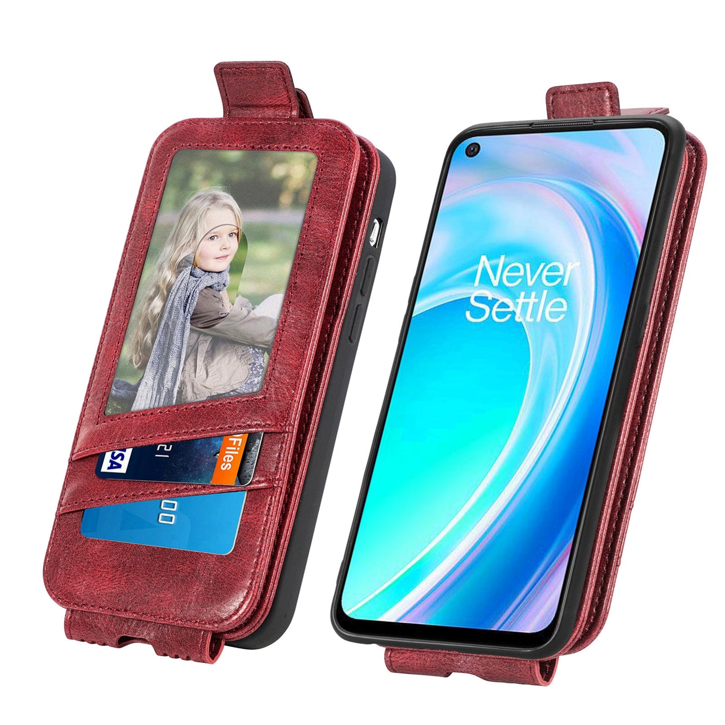 OnePlus Nord CE 2 Lite 5G Zipper Wallet Case - Vertical Flip Leather Phone Cover with Multiple Card Slots and Stand