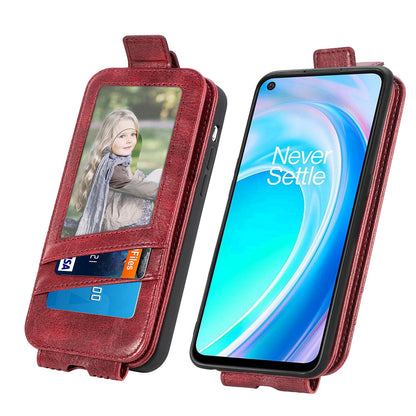 OnePlus Nord CE 2 Lite 5G Zipper Wallet Case - Vertical Flip Leather Phone Cover with Multiple Card Slots and Stand