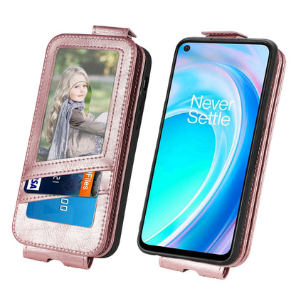 OnePlus Nord CE 2 Lite 5G Zipper Wallet Case - Vertical Flip Leather Phone Cover with Multiple Card Slots and Stand