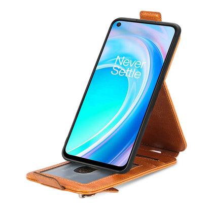 OnePlus Nord CE 2 Lite 5G Zipper Wallet Case - Vertical Flip Leather Phone Cover with Multiple Card Slots and Stand