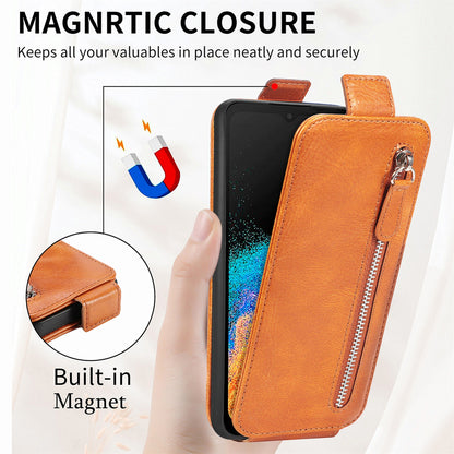 OPPO Reno8 Lite Zipper Wallet Case - Vertical Flip Leather Phone Cover with Multiple Card Slots and Stand