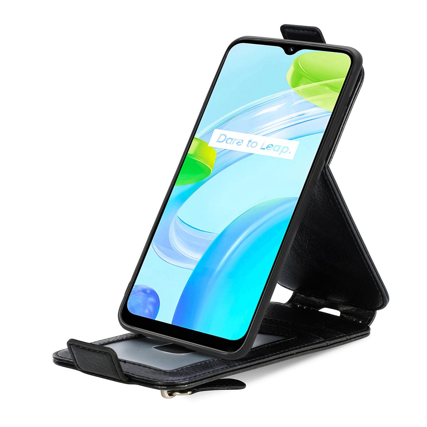 Realme C30 Zipper Wallet Case - Vertical Flip Leather Phone Cover with Multiple Card Slots and Stand