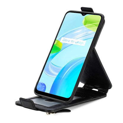 Realme C30 Zipper Wallet Case - Vertical Flip Leather Phone Cover with Multiple Card Slots and Stand