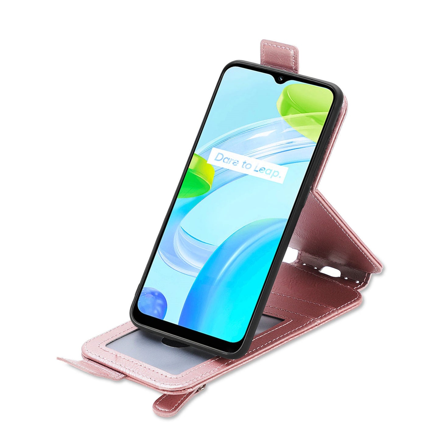 Realme C30 Zipper Wallet Case - Vertical Flip Leather Phone Cover with Multiple Card Slots and Stand
