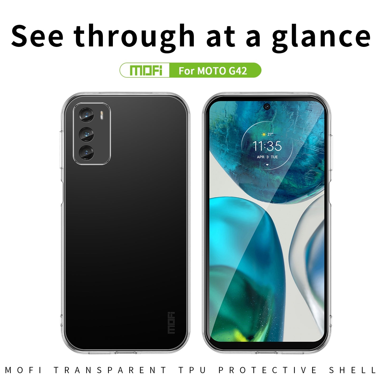 Motorola Moto G42 Clear TPU Case - Ultra-Thin, Shockproof, Anti-Yellowing Transparent Soft Protective Cover with Precise Cutouts, Scratch Resistance & Lightweight Design