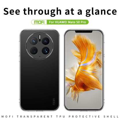 Huawei Mate 50 Pro Clear TPU Case - Ultra-Thin, Shockproof, Anti-Yellowing Transparent Soft Protective Cover with Precise Cutouts, Scratch Resistance & Lightweight Design