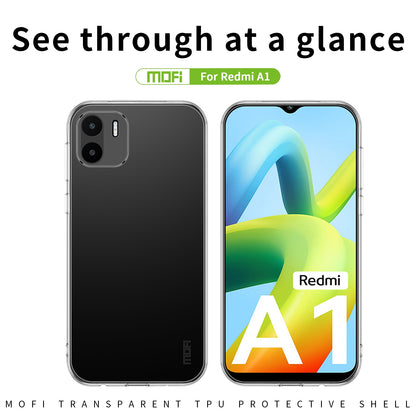 Xiaomi Redmi A1 Clear TPU Case - Ultra-Thin, Shockproof, Anti-Yellowing Transparent Soft Protective Cover with Precise Cutouts, Scratch Resistance & Lightweight Design