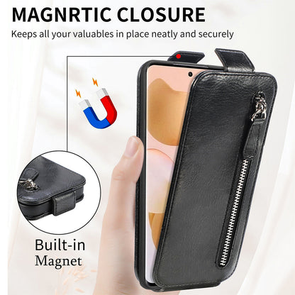 Xiaomi 12T Zipper Wallet Case - Vertical Flip Leather Phone Cover with Multiple Card Slots and Stand