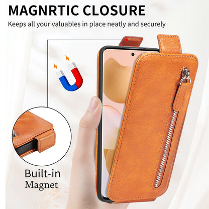 Xiaomi 12T Zipper Wallet Case - Vertical Flip Leather Phone Cover with Multiple Card Slots and Stand