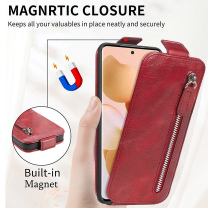 Xiaomi 12T Zipper Wallet Case - Vertical Flip Leather Phone Cover with Multiple Card Slots and Stand