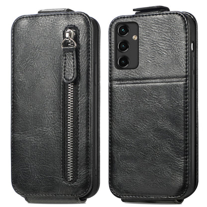 Samsung Galaxy A14 5G Zipper Wallet Case - Vertical Flip Leather Phone Cover with Multiple Card Slots and Stand