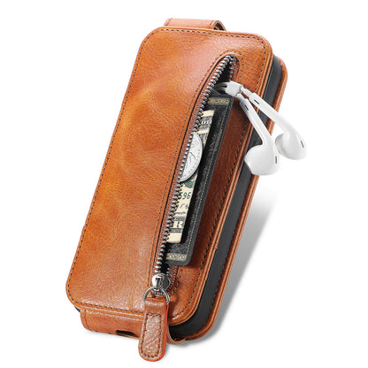 Honor 70 Zipper Wallet Case - Vertical Flip Leather Phone Cover with Multiple Card Slots and Stand