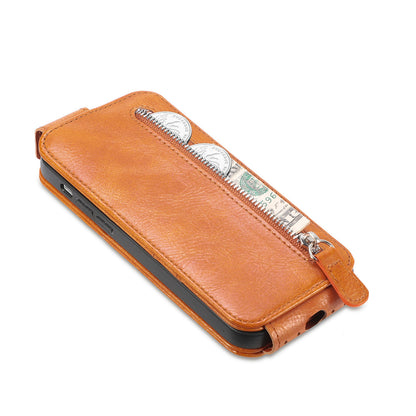 Honor 70 Zipper Wallet Case - Vertical Flip Leather Phone Cover with Multiple Card Slots and Stand