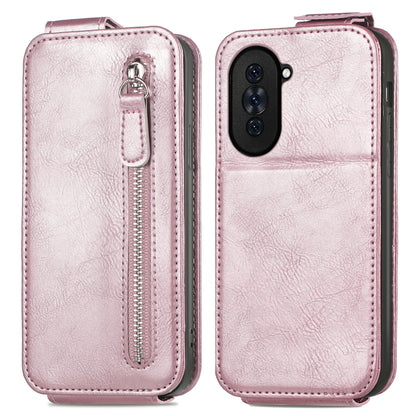 Huawei nova 10 Zipper Wallet Case - Vertical Flip Leather Phone Cover with Multiple Card Slots and Stand