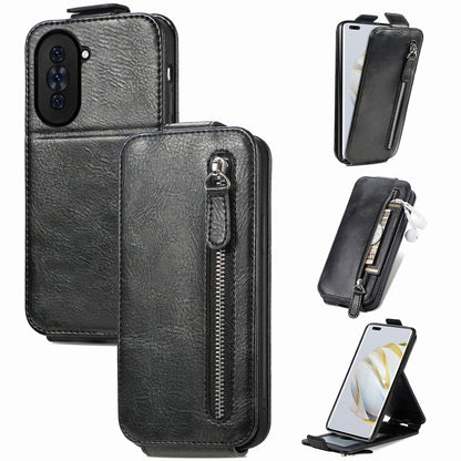 Huawei Nova 10 Pro Zipper Wallet Case - Vertical Flip Leather Phone Cover with Multiple Card Slots and Stand