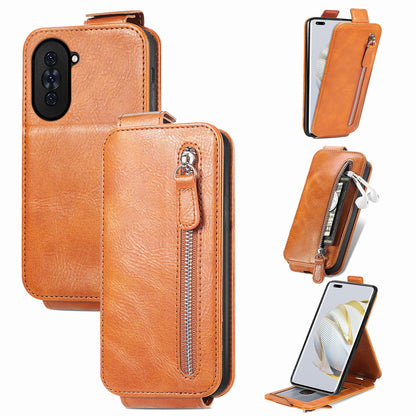 Huawei Nova 10 Pro Zipper Wallet Case - Vertical Flip Leather Phone Cover with Multiple Card Slots and Stand