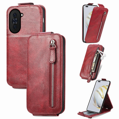 Huawei Nova 10 Pro Zipper Wallet Case - Vertical Flip Leather Phone Cover with Multiple Card Slots and Stand