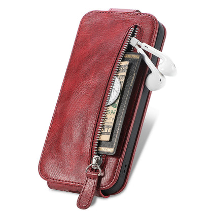 Motorola Moto E22 Zipper Wallet Case - Vertical Flip Leather Phone Cover with Multiple Card Slots and Stand