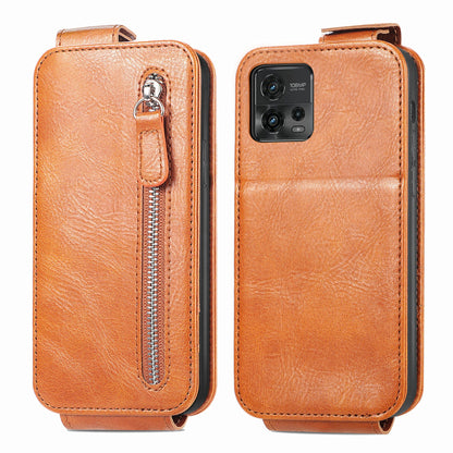 Motorola Moto G72 Zipper Wallet Case - Vertical Flip Leather Phone Cover with Multiple Card Slots and Stand