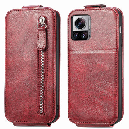 Motorola Moto Edge 30 Ultra Zipper Wallet Case - Vertical Flip Leather Phone Cover with Multiple Card Slots and Stand