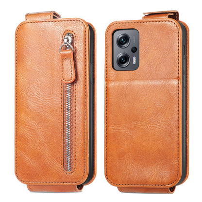 Xiaomi Redmi Note 11T Zipper Wallet Case - Vertical Flip Leather Phone Cover with Multiple Card Slots and Stand