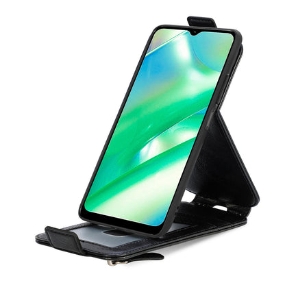 Realme C33 Zipper Wallet Case - Vertical Flip Leather Phone Cover with Multiple Card Slots and Stand