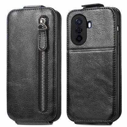 Huawei Nova Y70 Zipper Wallet Case - Vertical Flip Leather Phone Cover with Multiple Card Slots and Stand