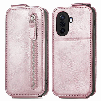 Huawei Enjoy 50 Zipper Wallet Case - Vertical Flip Leather Phone Cover with Multiple Card Slots and Stand